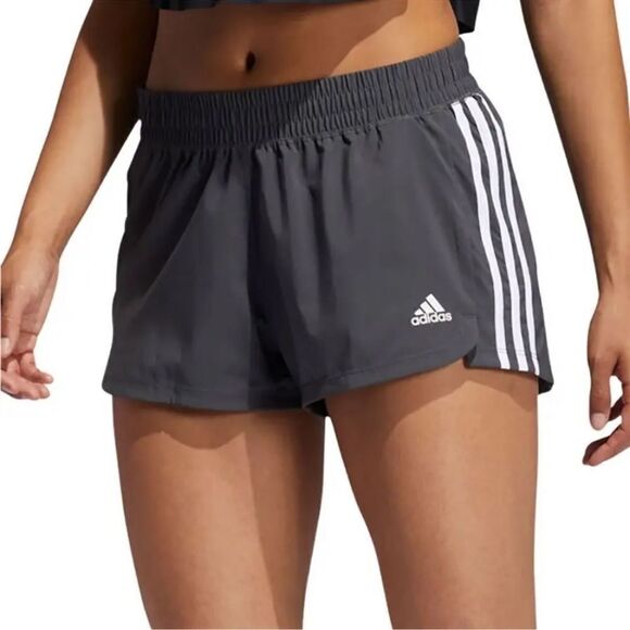 Adidas women’s L pacer 3 stripe gray shorts NWT athleisure activewear workout - Picture 10 of 16
